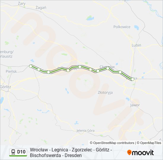 Поезд D10: карта маршрута