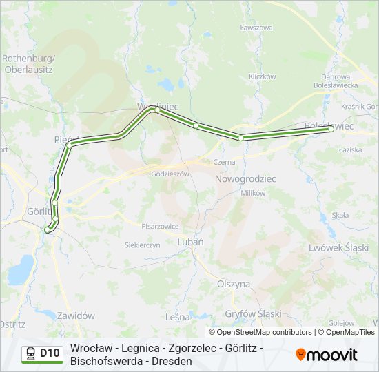 Поезд D10: карта маршрута