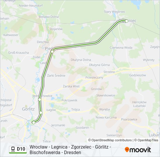 Поезд D10: карта маршрута