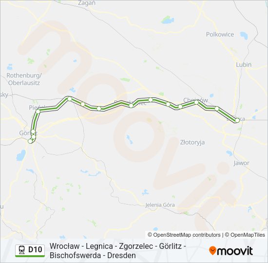 Поезд D10: карта маршрута
