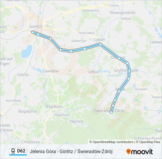 Поезд D62: карта маршрута