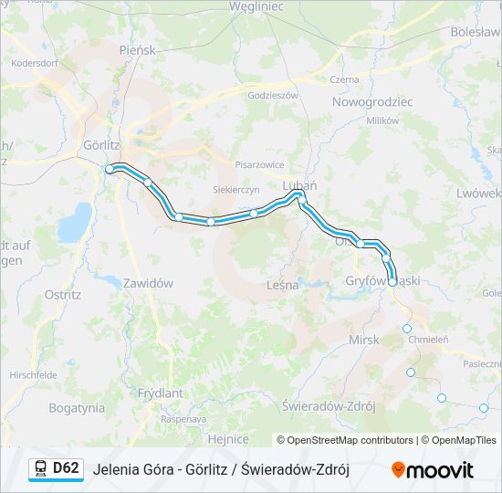 Поезд D62: карта маршрута