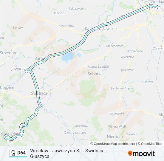 Mapa linii kolej D64