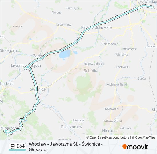 Поезд D64: карта маршрута