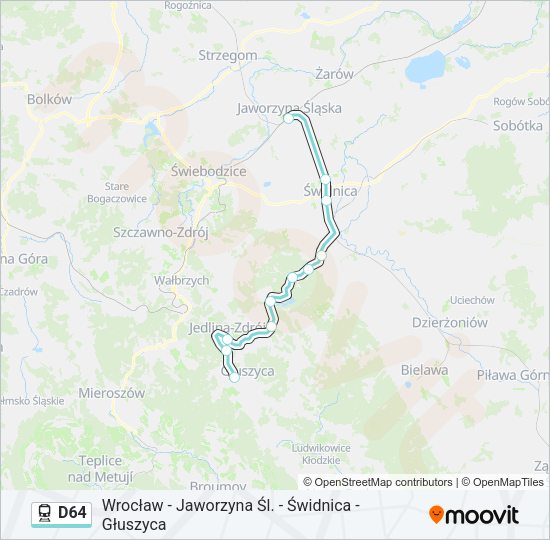 Поезд D64: карта маршрута