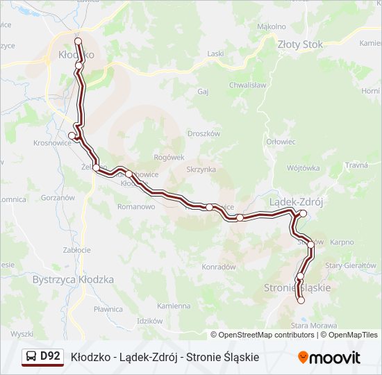 D92 bus Line Map