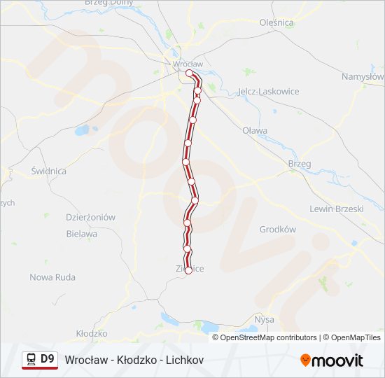 Поезд D9: карта маршрута