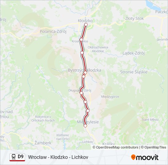 Поезд D9: карта маршрута