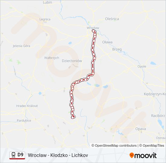 Поезд D9: карта маршрута