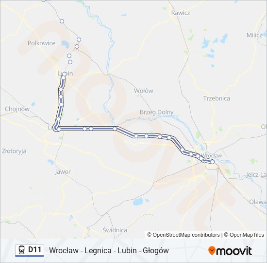 Mapa linii kolej D11