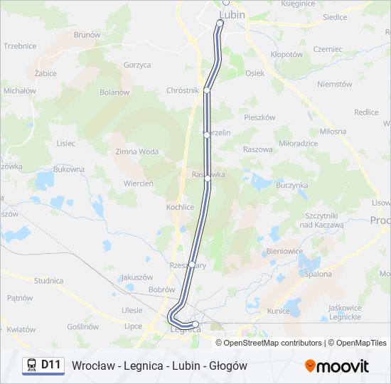 Поезд D11: карта маршрута