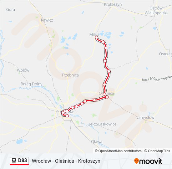 Поезд D83: карта маршрута