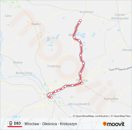 Поезд D83: карта маршрута