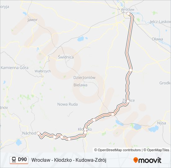 Поезд D90: карта маршрута