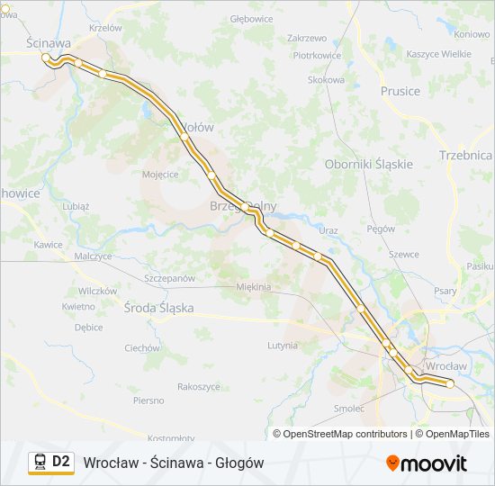 Поезд D2: карта маршрута