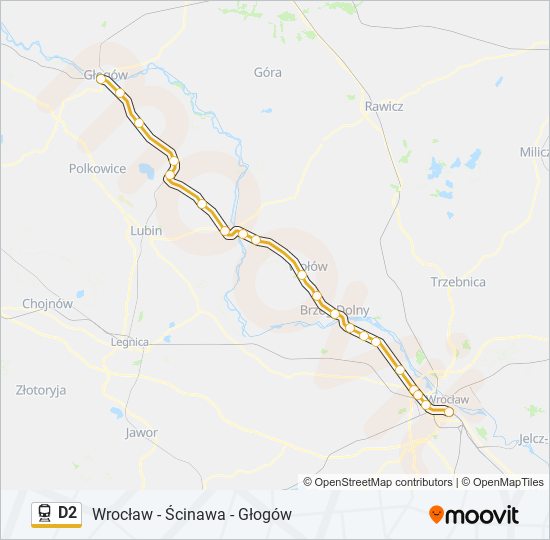 Поезд D2: карта маршрута