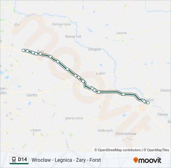 Mapa linii kolej D14