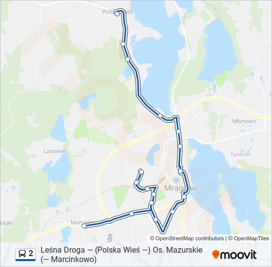 Mapa linii autobus 2