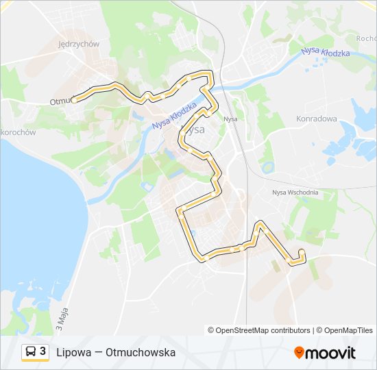 Mapa linii autobus 3