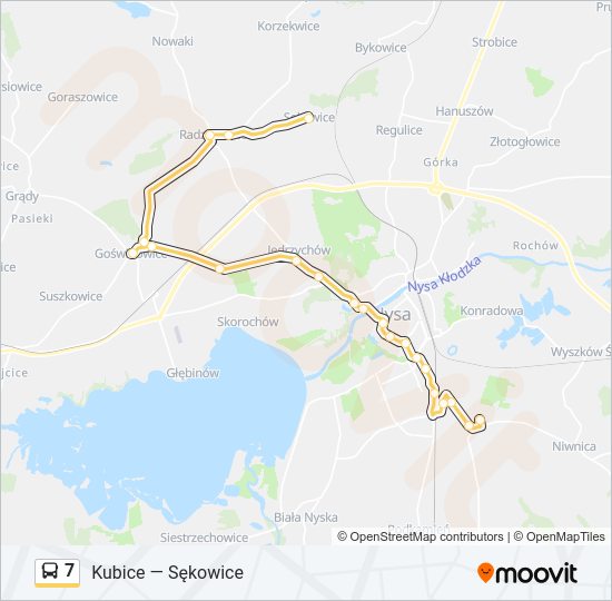 Mapa linii autobus 7