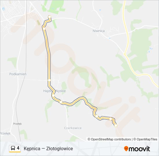 Mapa linii autobus 4