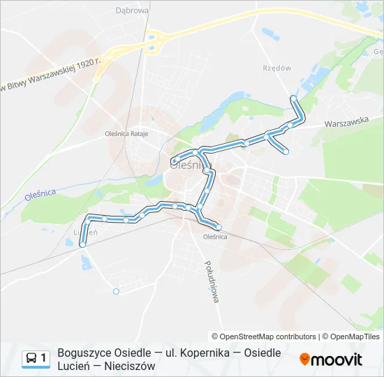 Автобус 1: карта маршрута