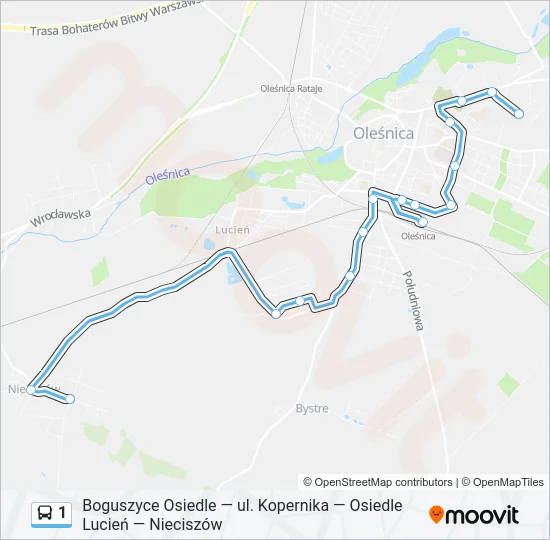 Автобус 1: карта маршрута
