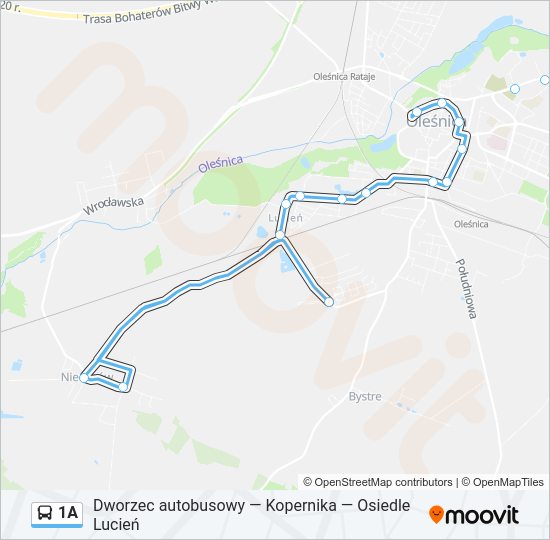 Mapa linii autobus 1A