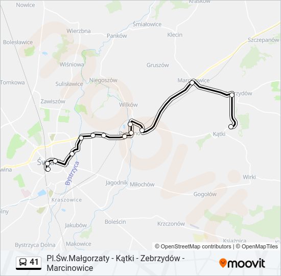 Mapa linii autobus 41