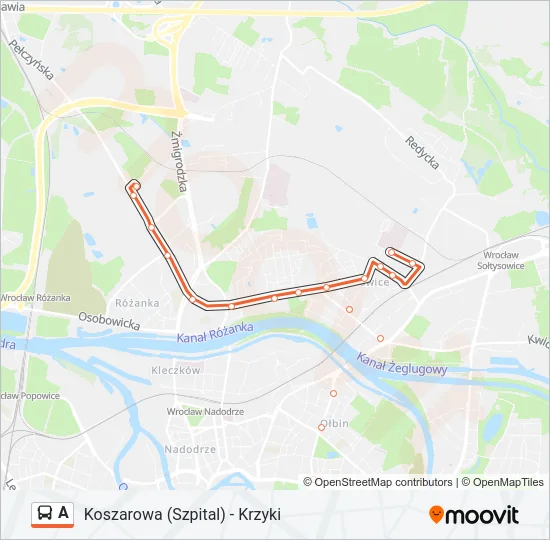 Автобус A: карта маршрута