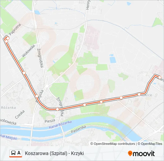 Автобус A: карта маршрута