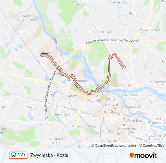 127 bus Line Map