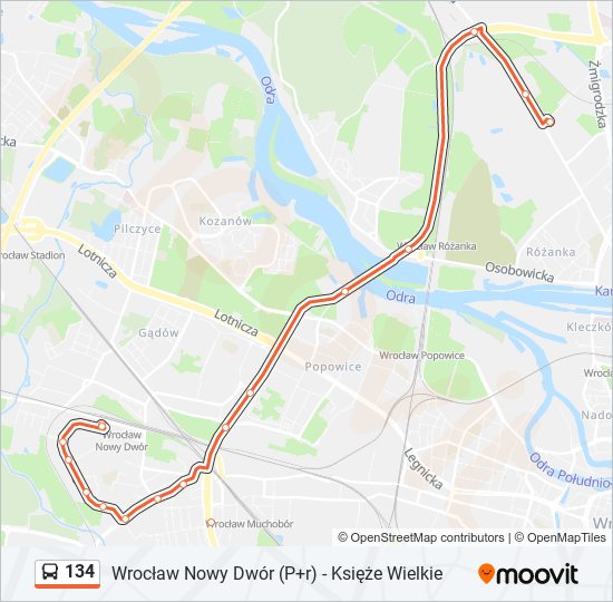 134 bus Line Map