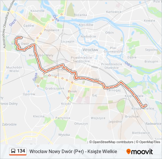 134 bus Line Map