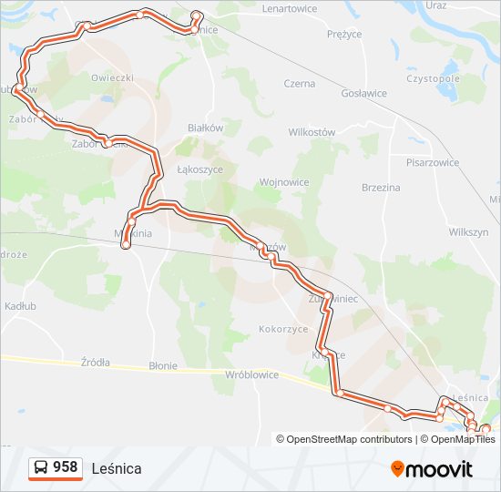 958 bus Line Map