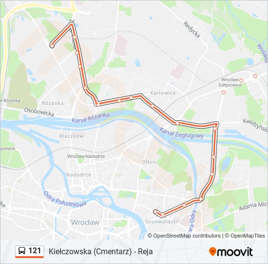 121 bus Line Map