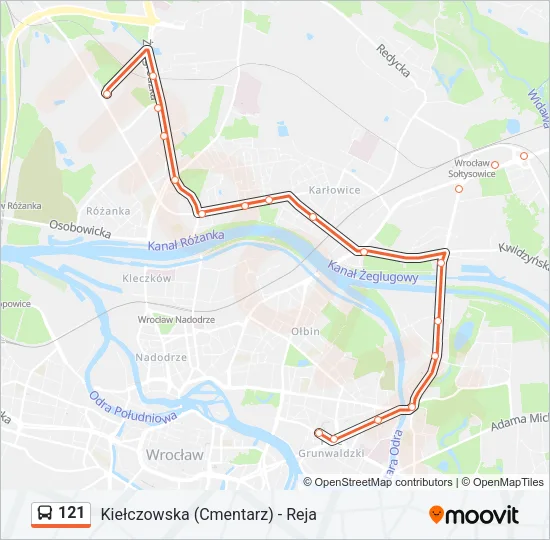 Автобус 121: карта маршрута