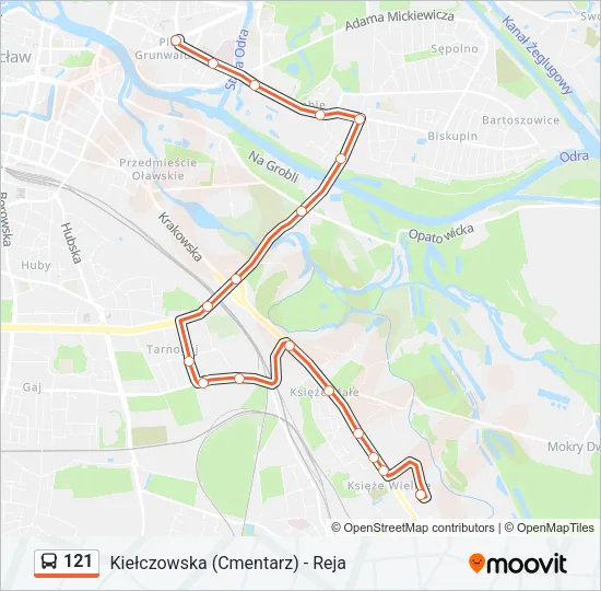 Автобус 121: карта маршрута