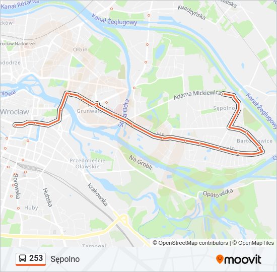 253 bus Line Map