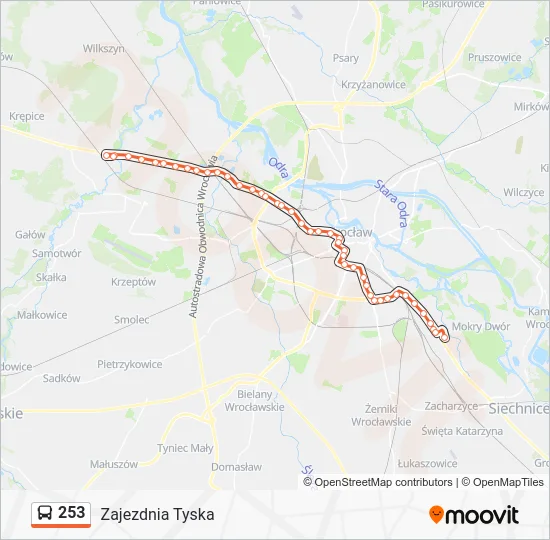 Автобус 253: карта маршрута