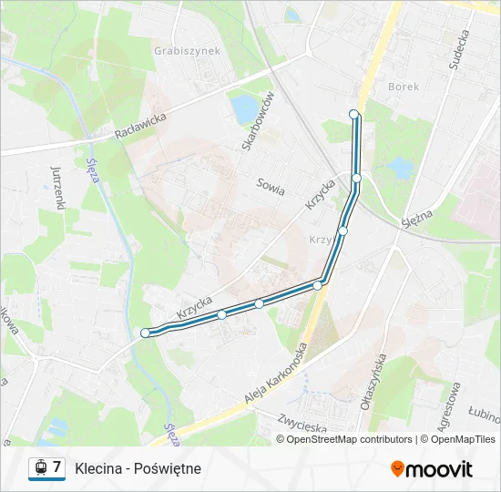 Трамвай 7: карта маршрута