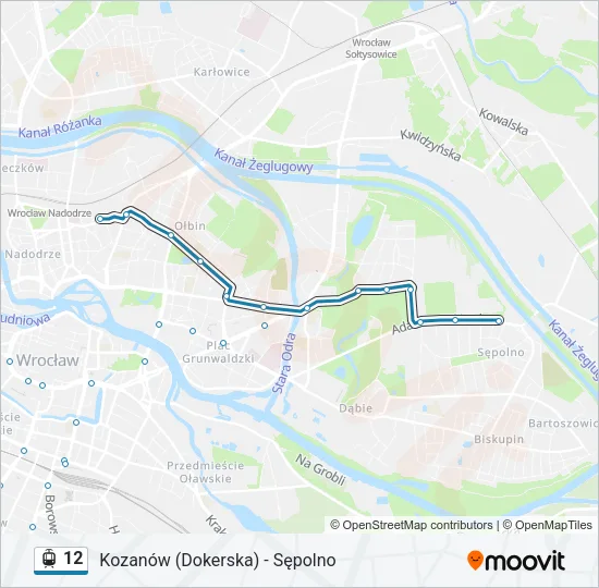 Трамвай 12: карта маршрута