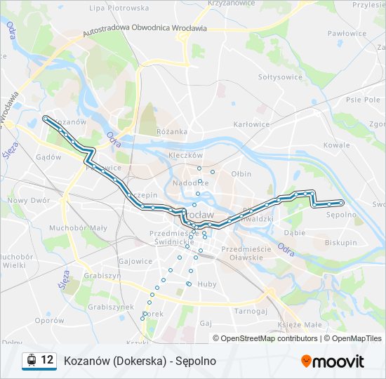 Трамвай 12: карта маршрута