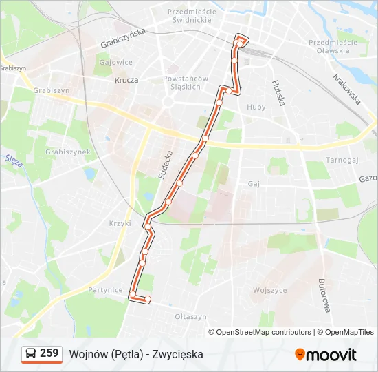 Автобус 259: карта маршрута