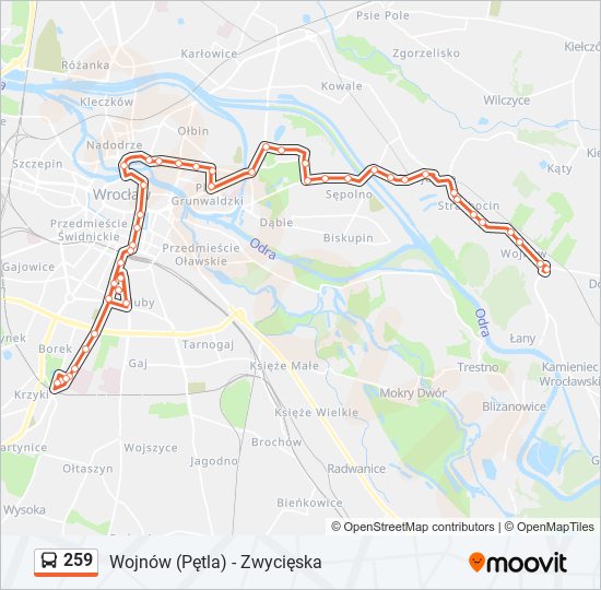 259 bus Line Map