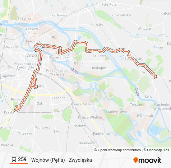 Автобус 259: карта маршрута