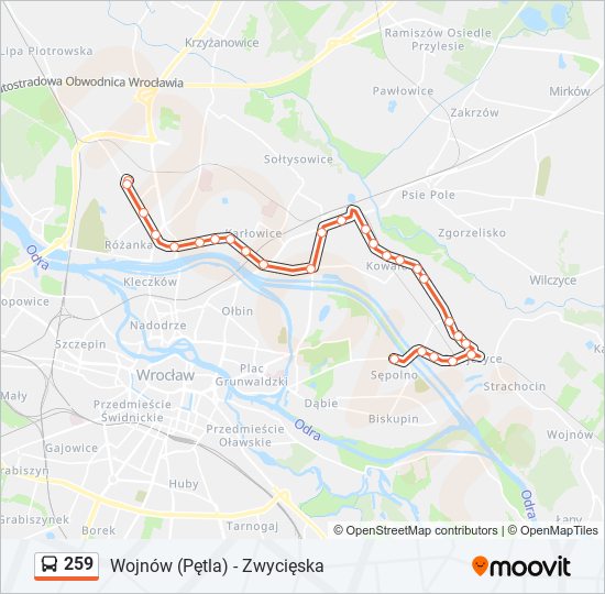 259 bus Line Map