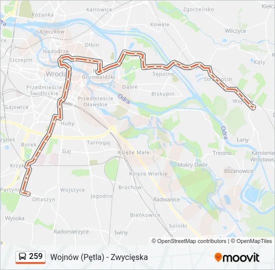 Автобус 259: карта маршрута