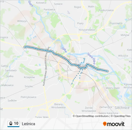 Трамвай 10: карта маршрута