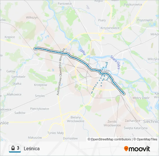 Трамвай 3: карта маршрута